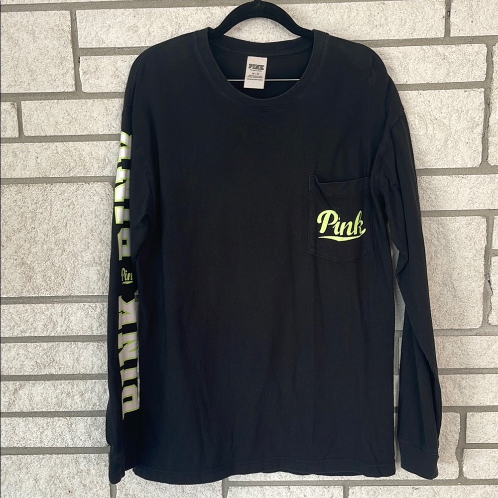 Pink Long Sleeve Black Shirt